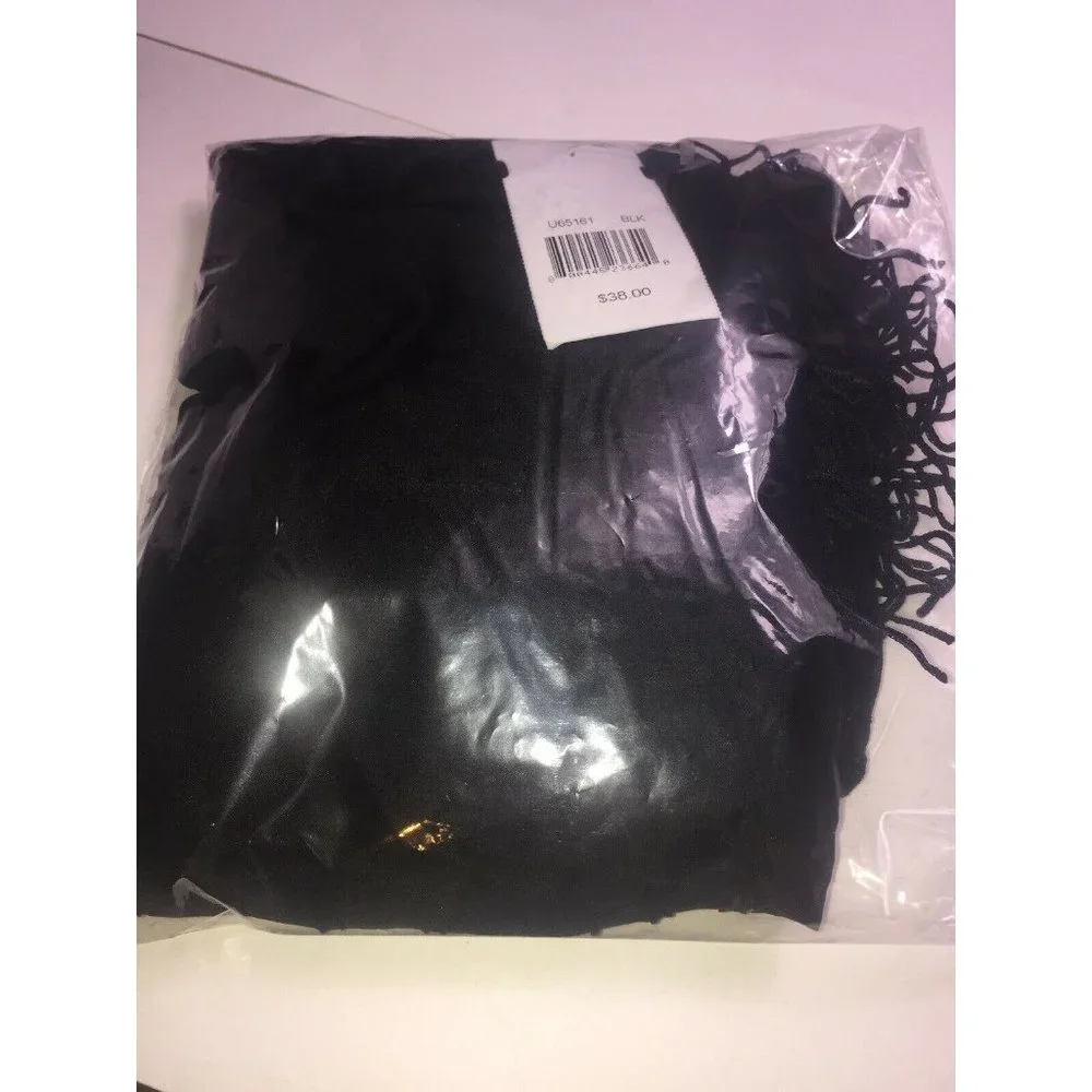 Cejon Solid Swiss Dot Fringe Cover Up in Black